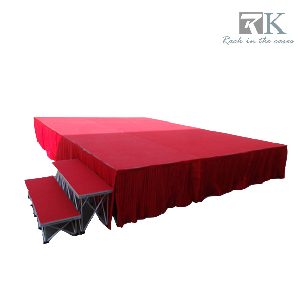 4x4 Portable Indoor Stage building surface platform with 24” legs in red 