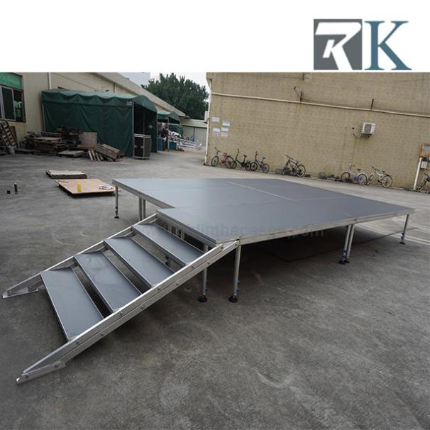 Portable Aluminum Stage With Steps and Security Guardrail