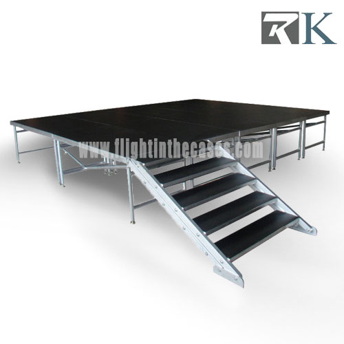 Portable Aluminum Concert Stage With Steps and Guardrail
