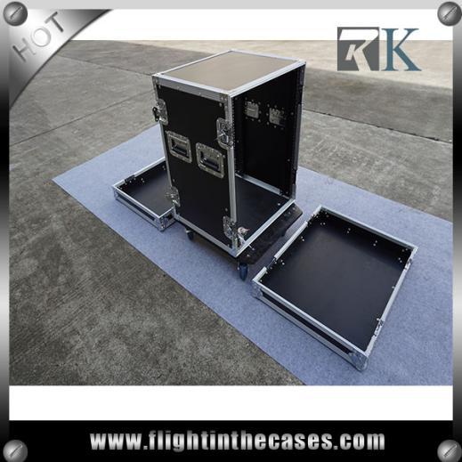 Heavy Duty 14U Amplifier Rack Case With 4 Casters 