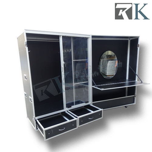 Custom Lockable Wardrobe Flight case With Two Drawers and A Mirror For Sale