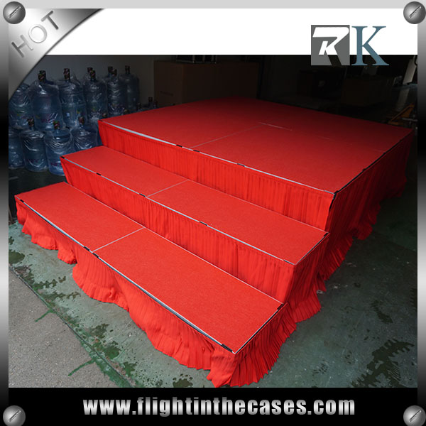 Hot Selling aluminum light weight red color carpet portable smart stage podium